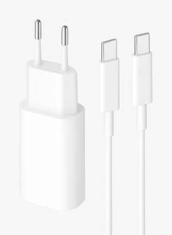 W25 USB C Charger 1M Cable Compatible with Samsung Galaxy A53/A54/A52/A52S/A71/50/A51/A40/A33/A22/S21/S20 (White)